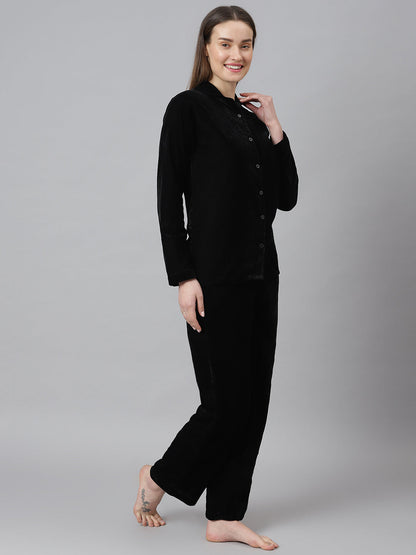 Cation Black Velvet Night Suit