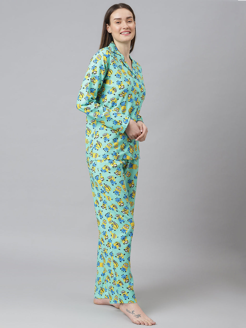 Cation Green Printed Night Suit
