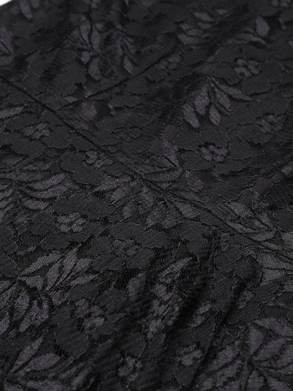 SCORPIUS Black Flared Printed maxi Dress