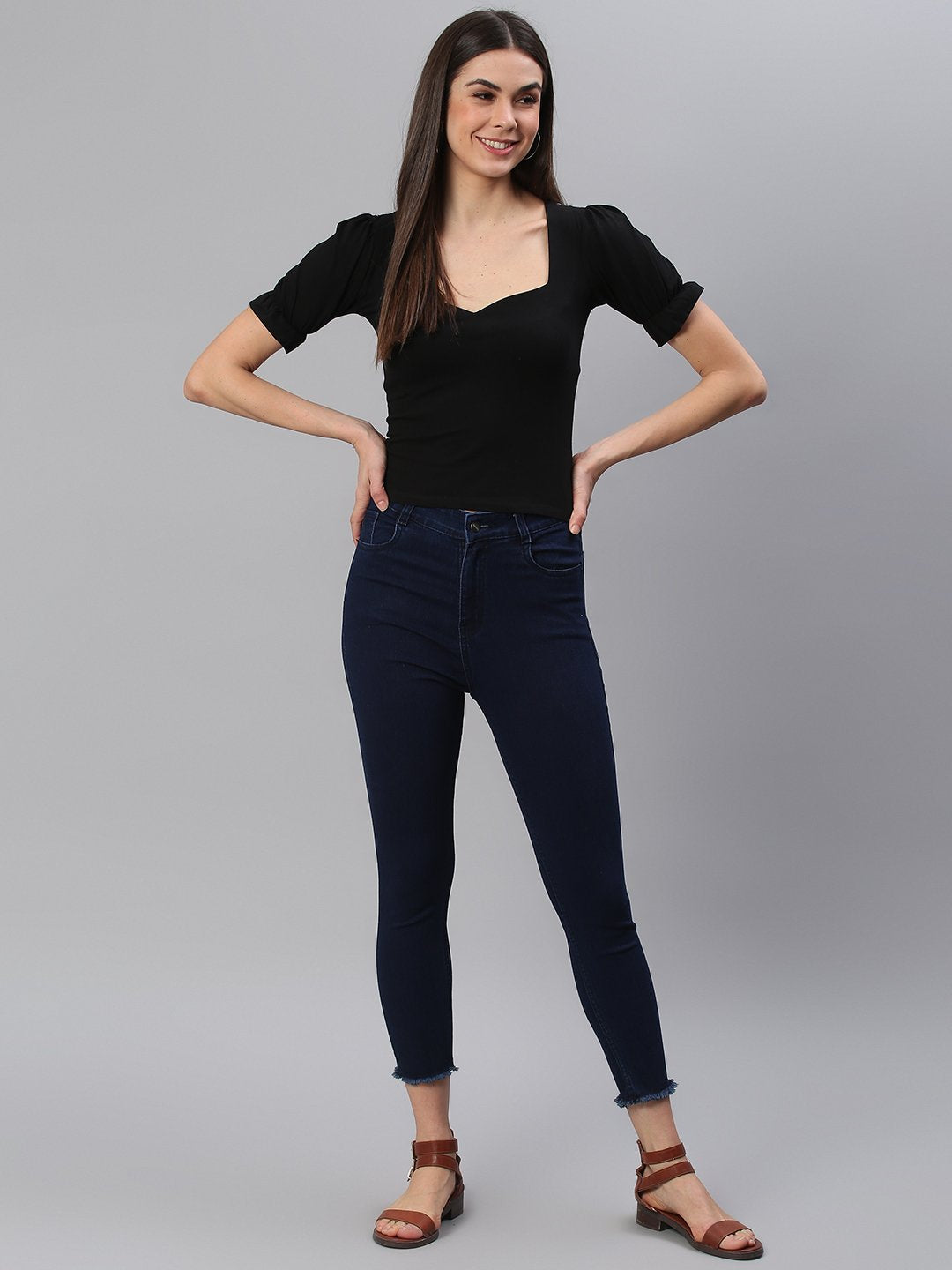 Designer Solid Black Top