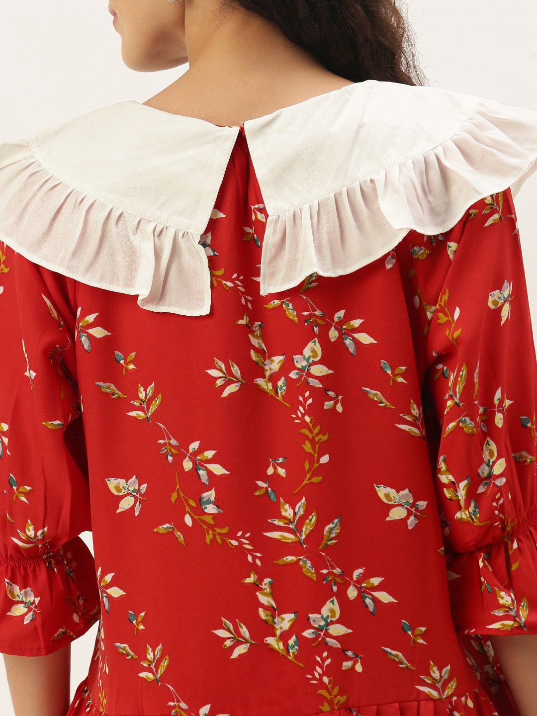 Gorgeous Red Floral Waisted Dress