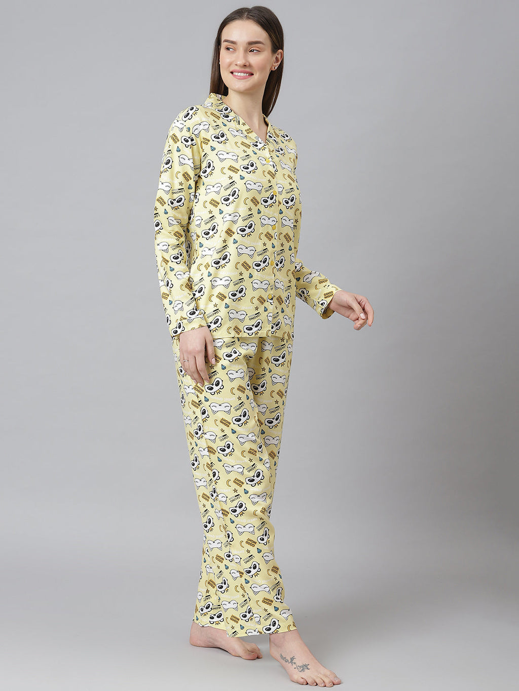 Cation Yellow Printed Night Suit