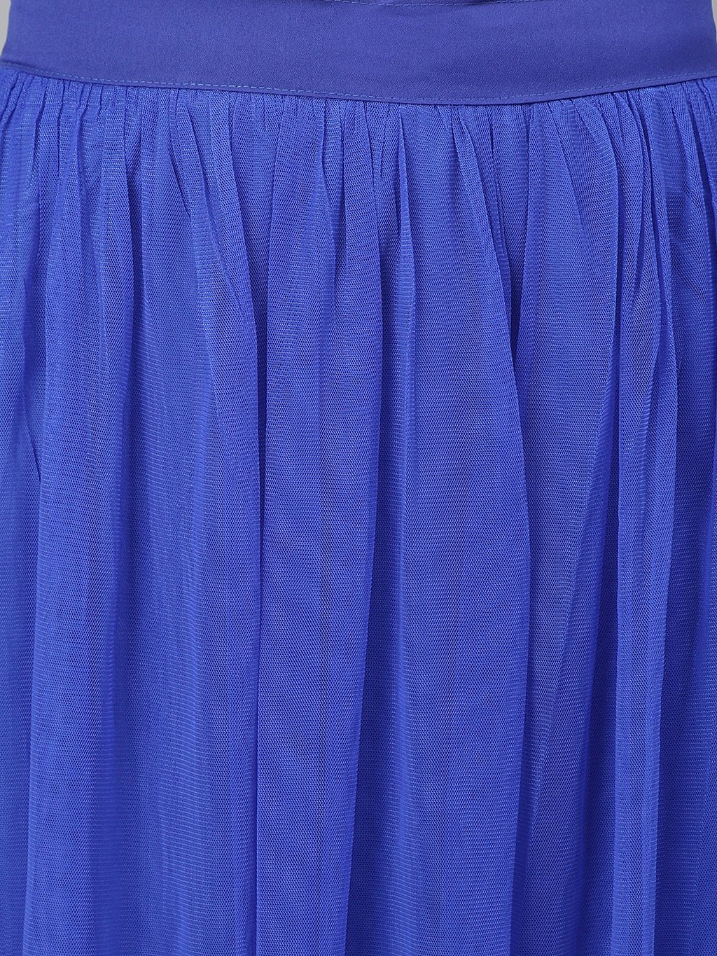 SCORPIUS Royal blue net long skirt