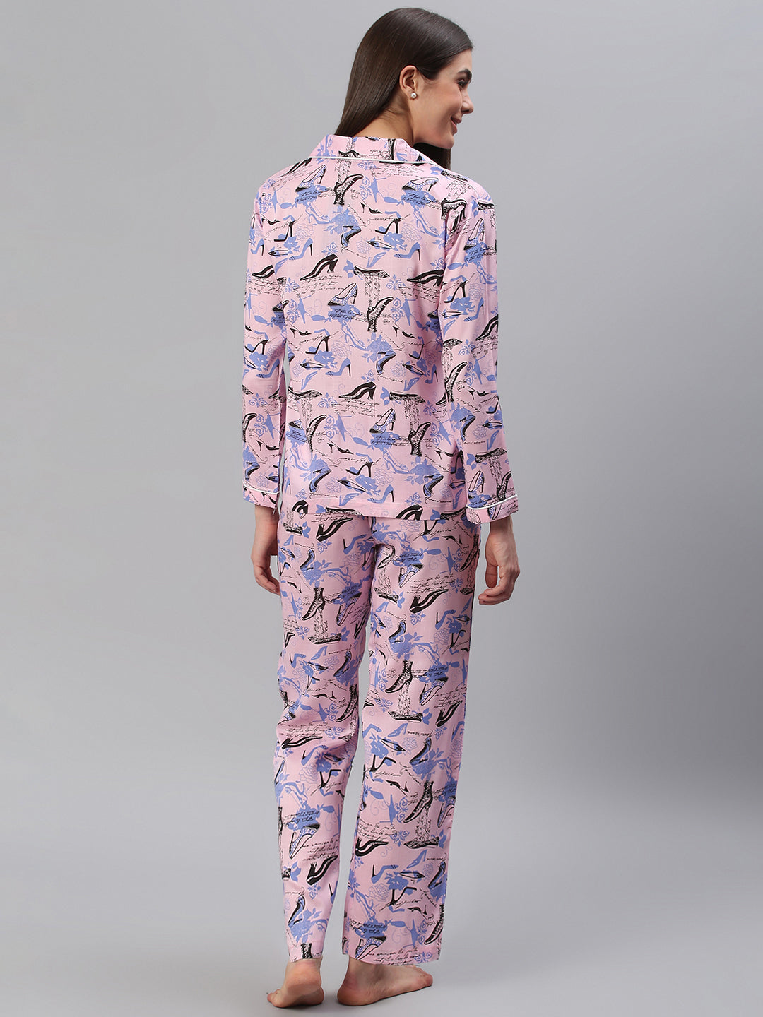 Cation Pink Printed Night Suit