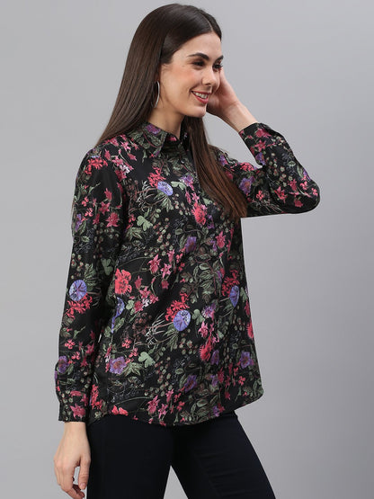 Black Floral Print Shirt