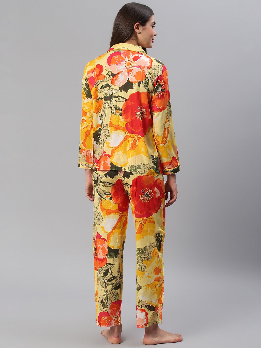 Cation Yellow Floral Night Suit