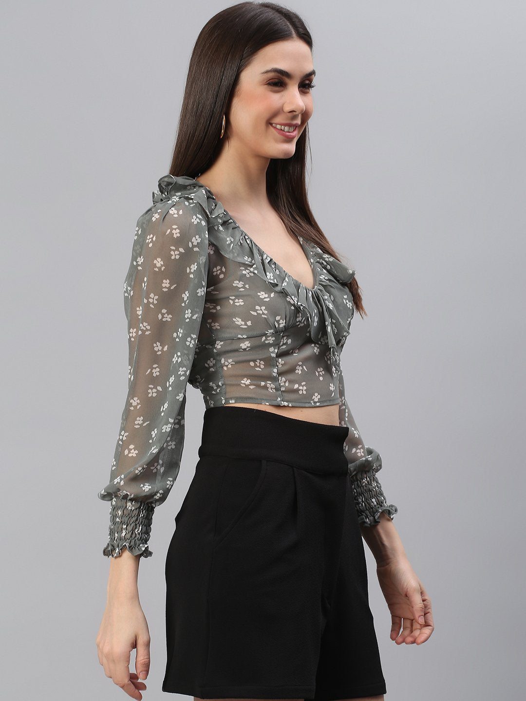 Grey Printed Top
