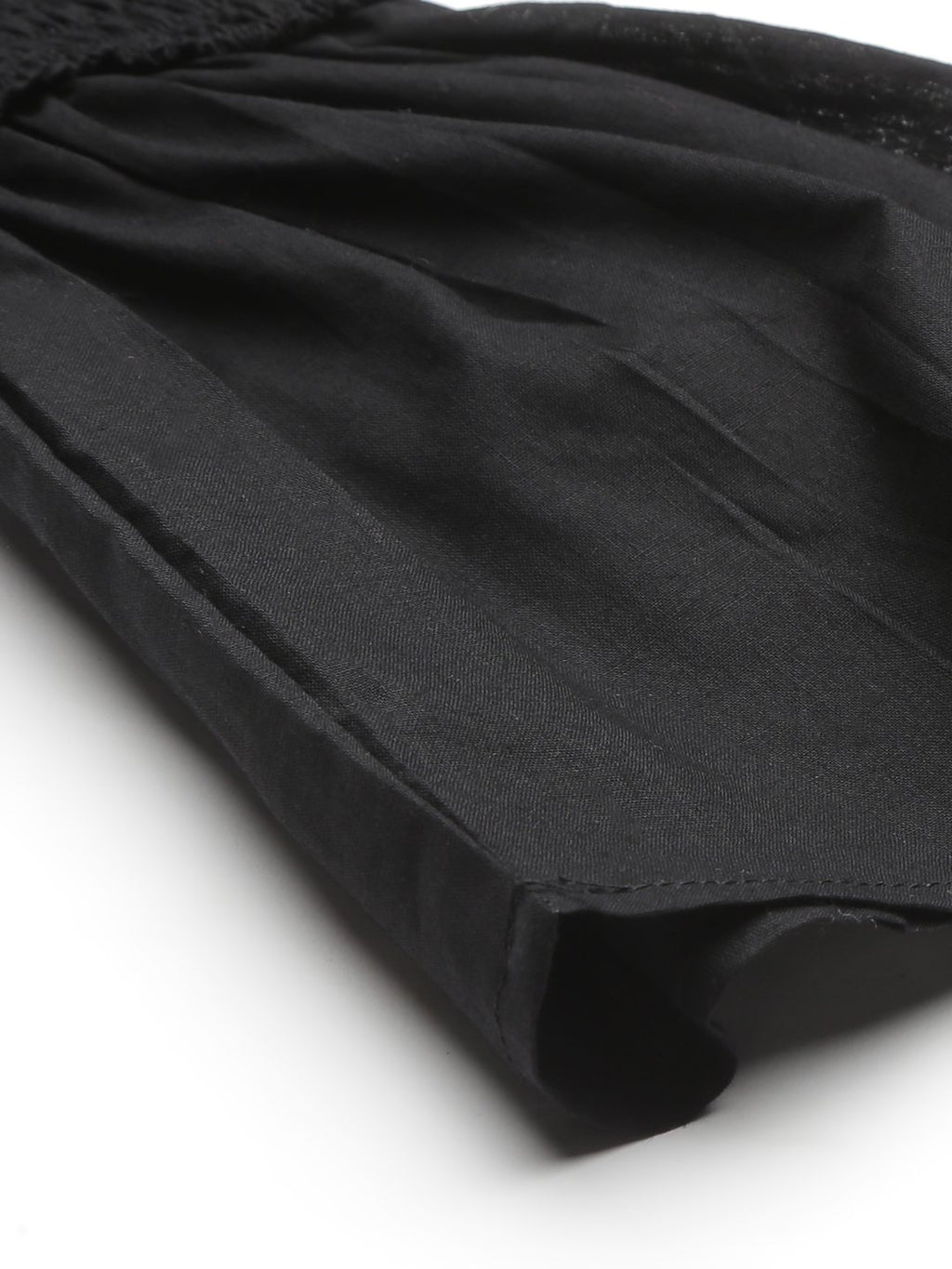 SCORPIUS Black Smocked Offshoulder Top