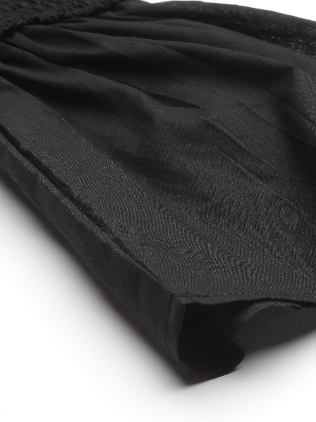 SCORPIUS Black Smocked Offshoulder Top