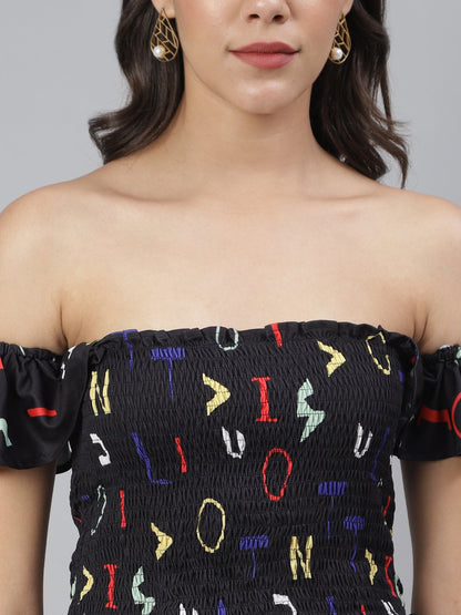 SCORPIUS Black Smocked Croptop