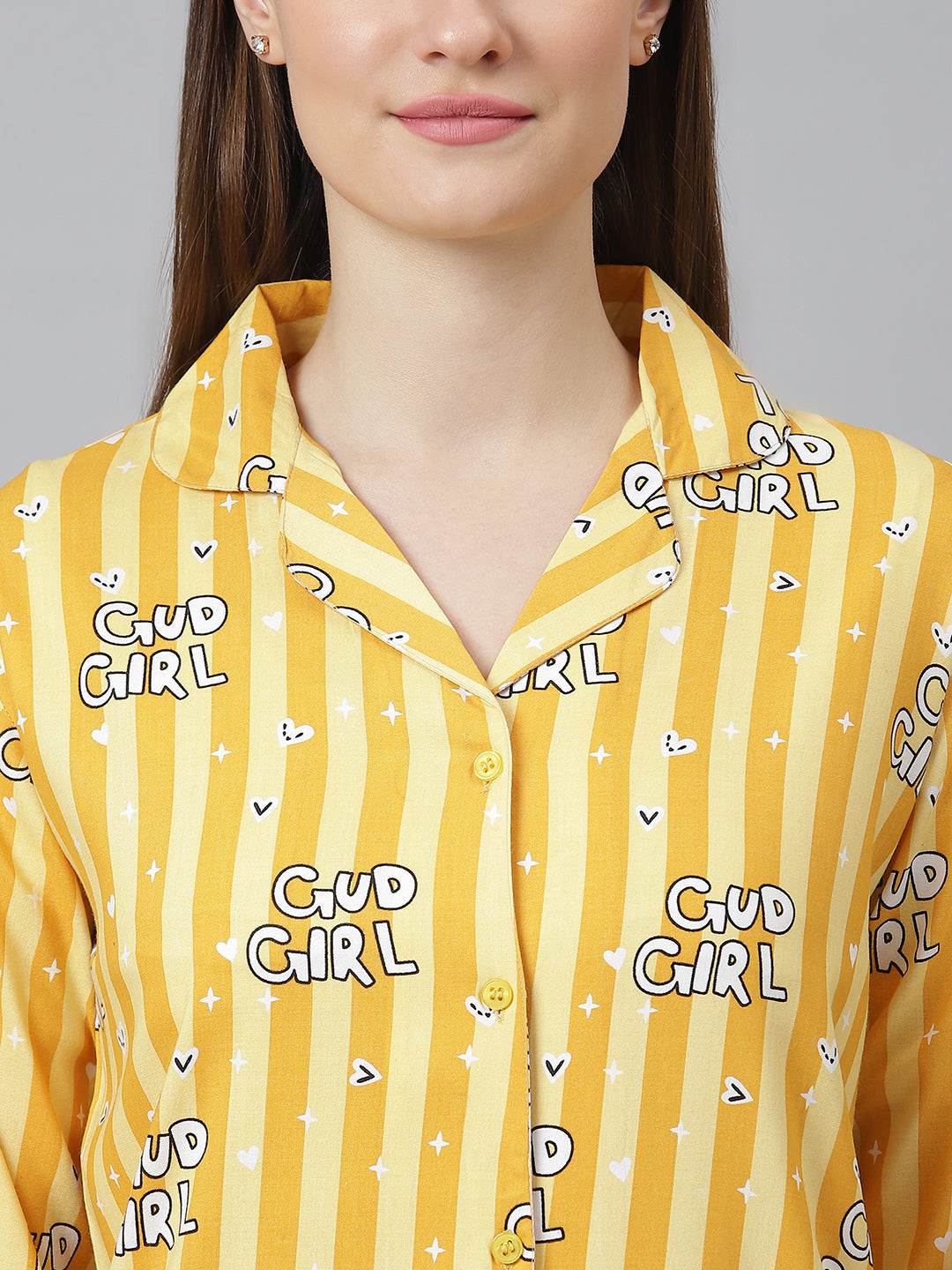 Cation Yellow Printed Night Suit