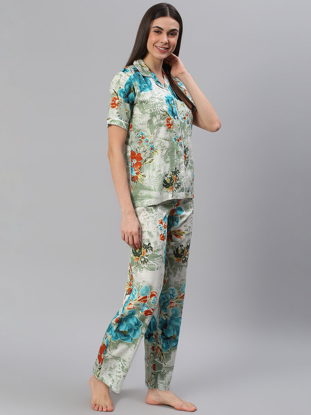 Cation Grey Printed Night Suit