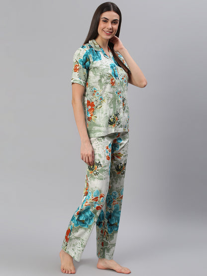 Cation Grey Printed Night Suit