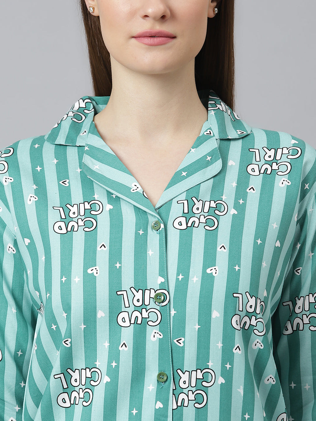 Cation Green Printed Night Suit