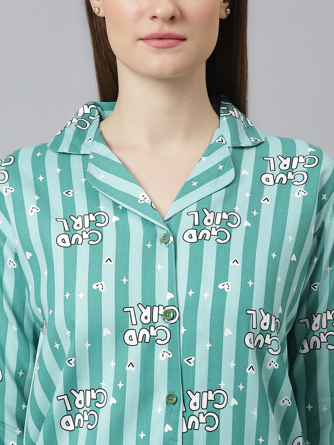 Cation Green Printed Night Suit