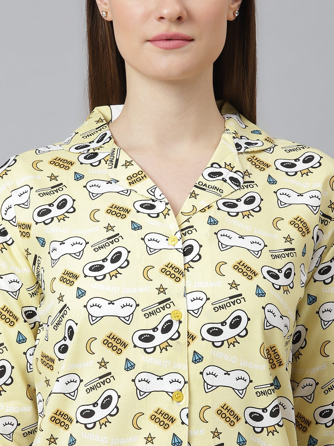 Cation Yellow Printed Night Suit