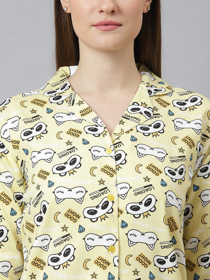 Cation Yellow Printed Night Suit