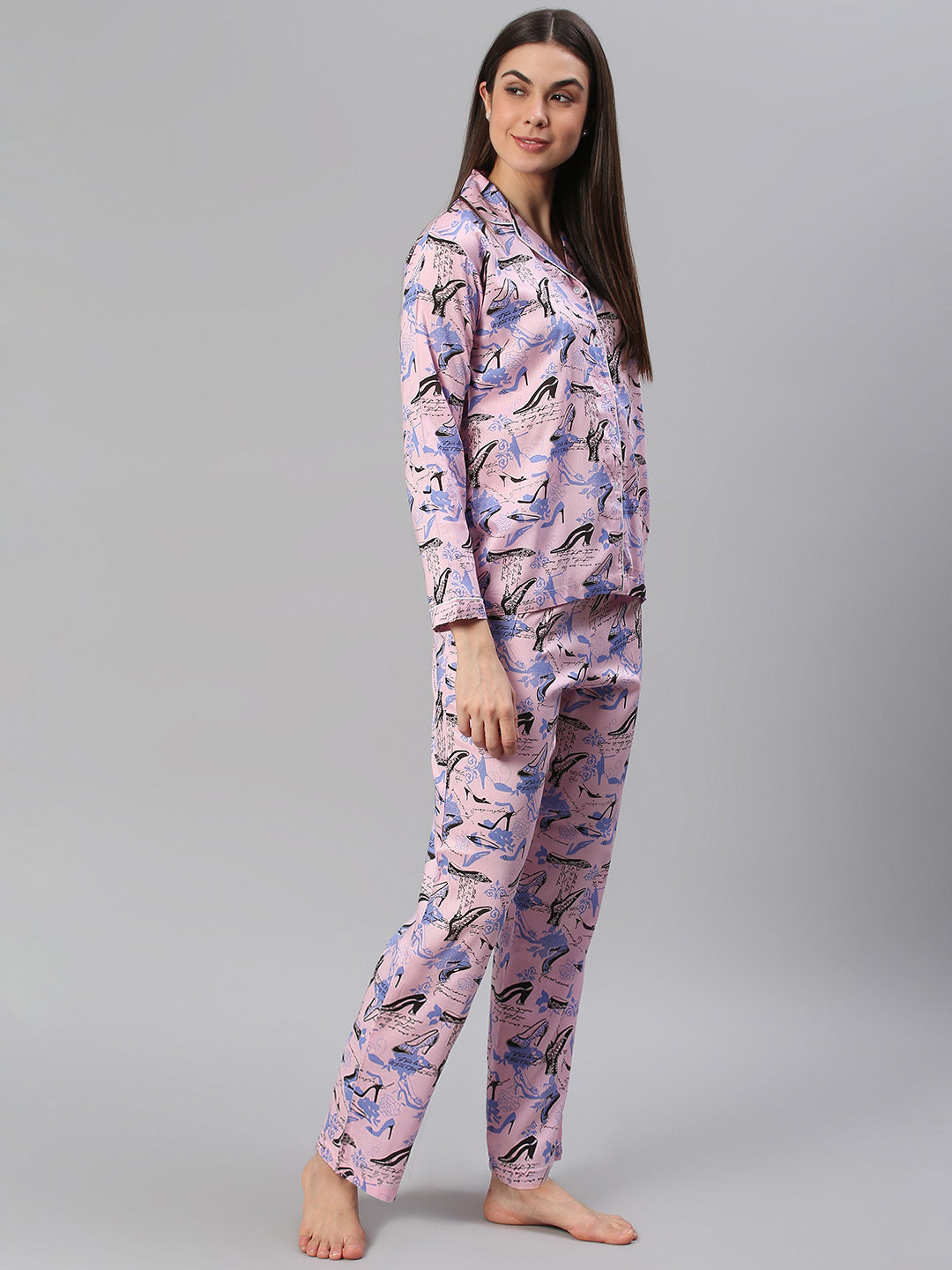 Cation Pink Printed Night Suit