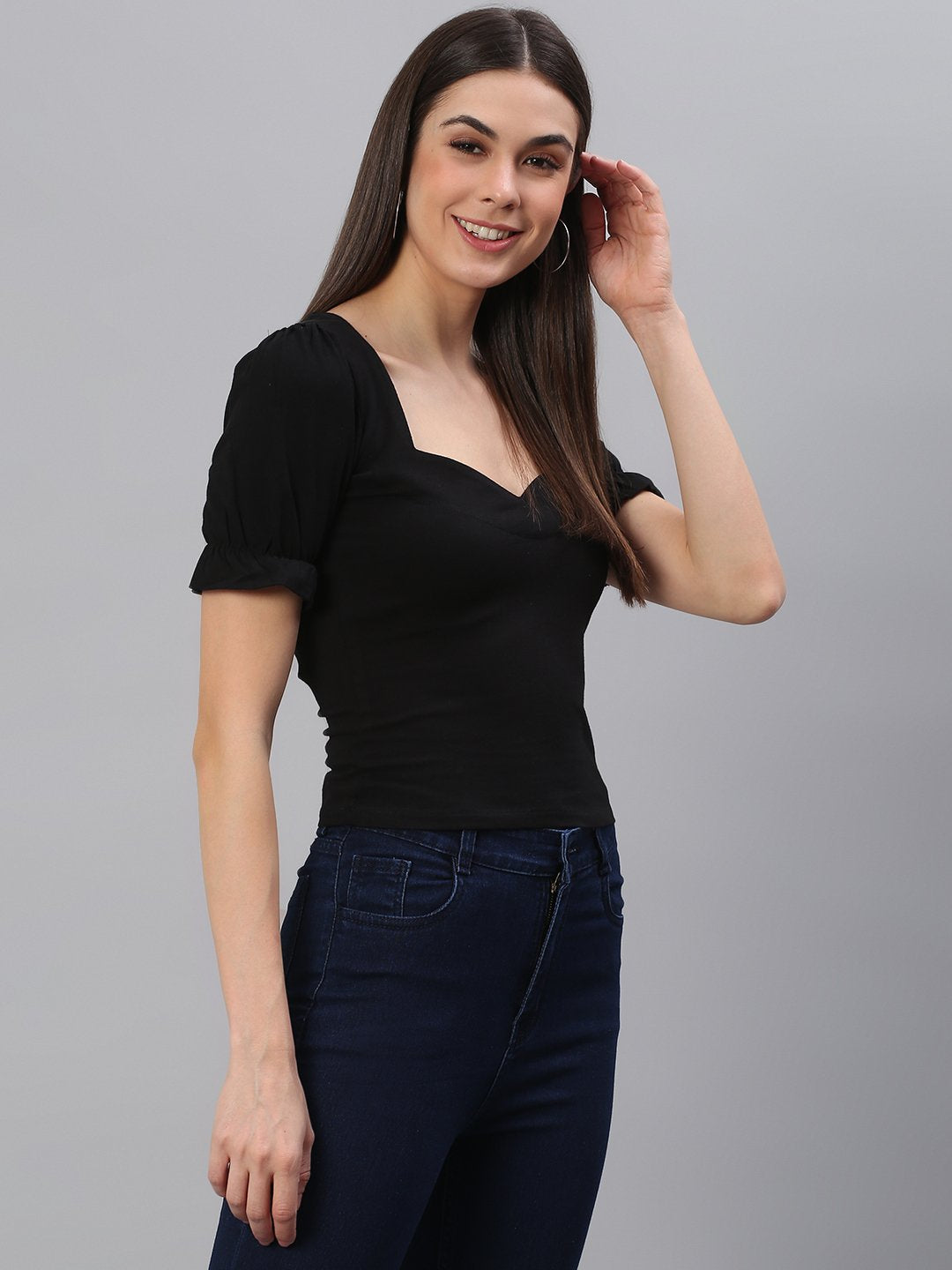 Designer Solid Black Top