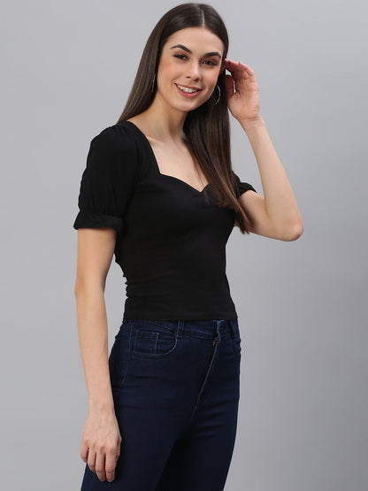 Designer Solid Black Top