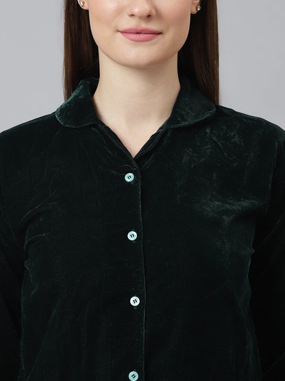 Cation Green Velvet Night Suit
