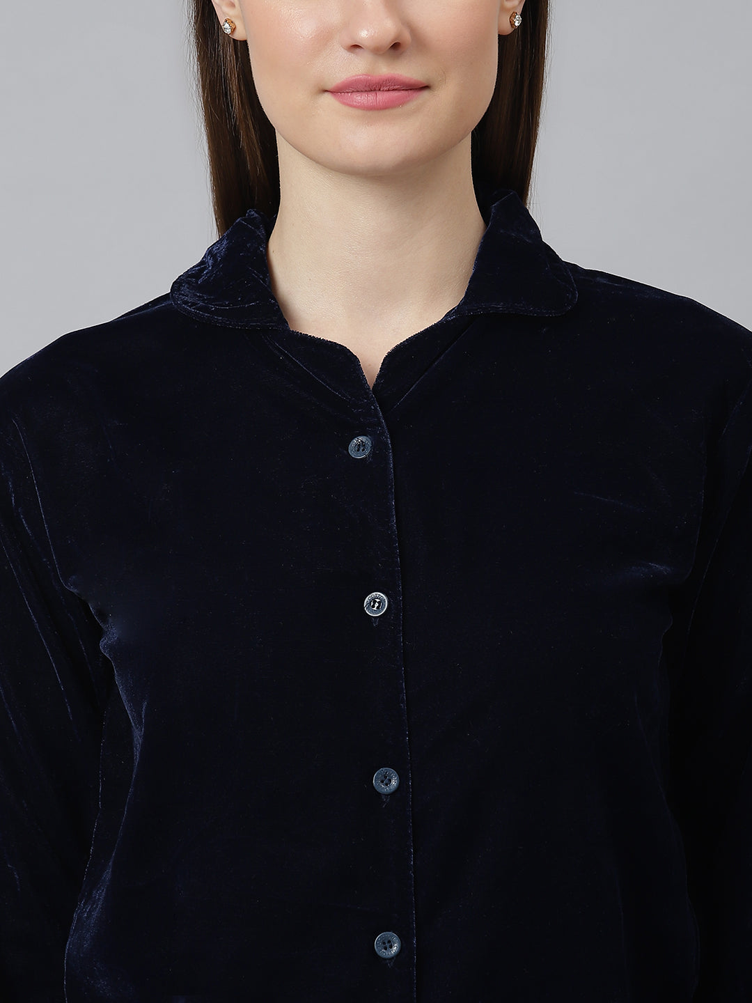 Cation Navy Blue Velvet Night Suit