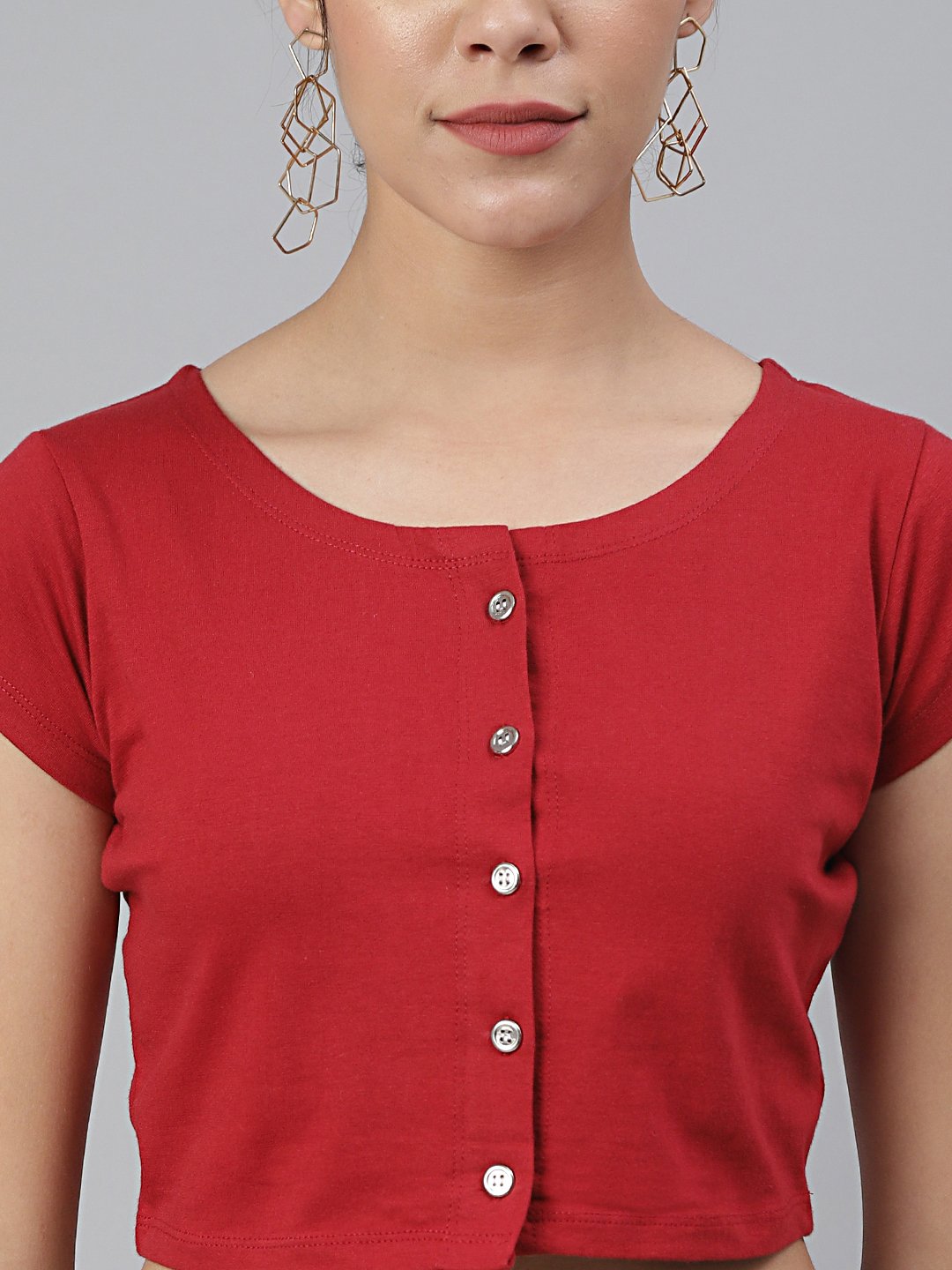SCORPIUS Maroon Front button croptop
