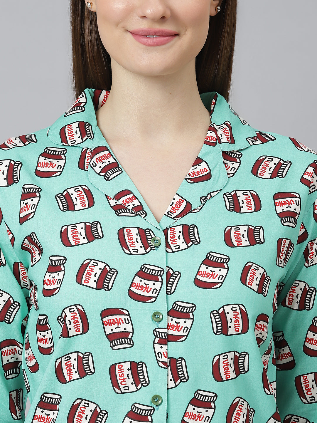 Cation Green Printed Night Suit