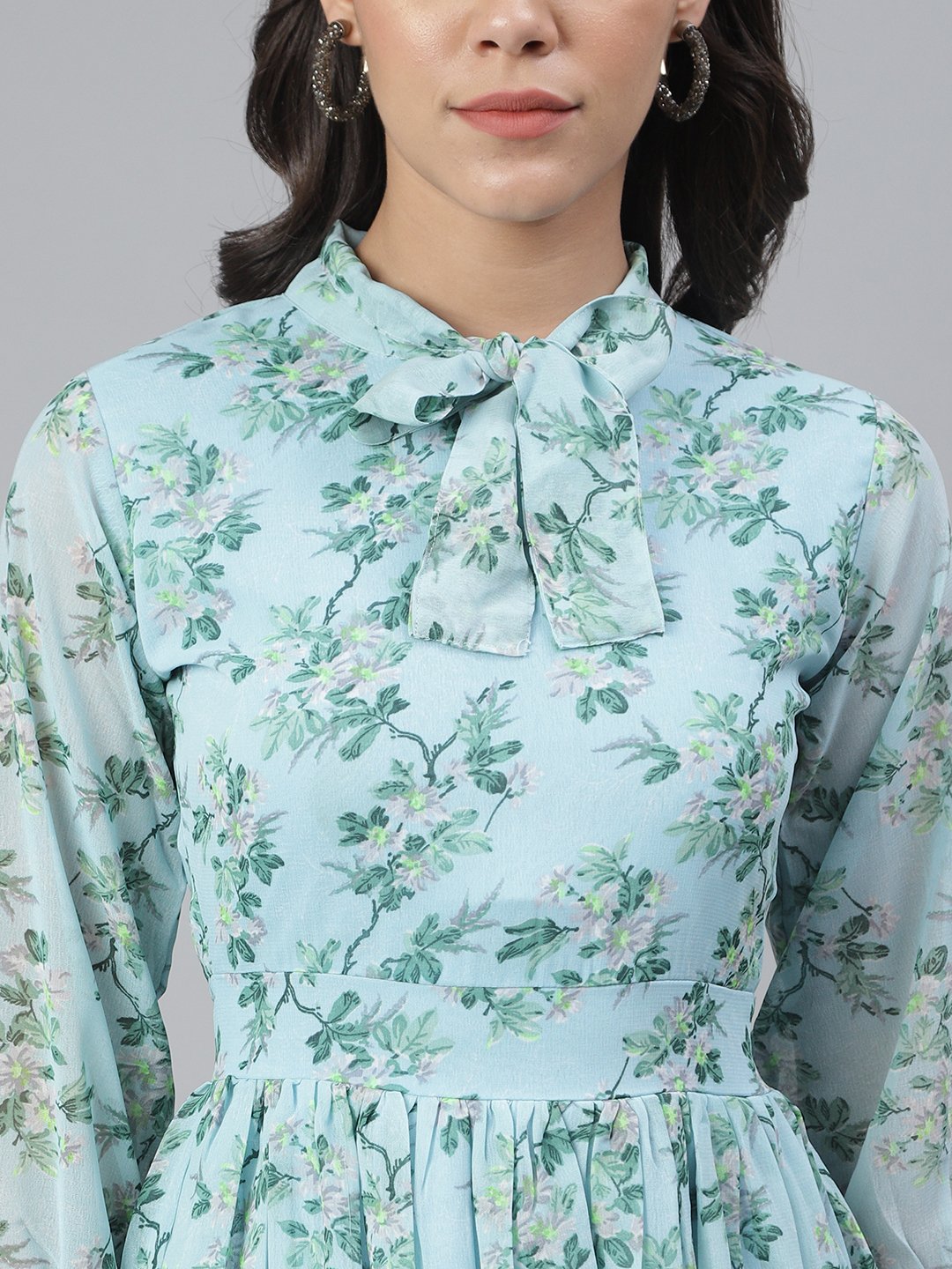 SCORPIUS Blue Printed Maxi dress