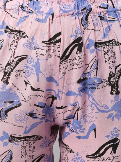 Cation Pink Printed Night Suit