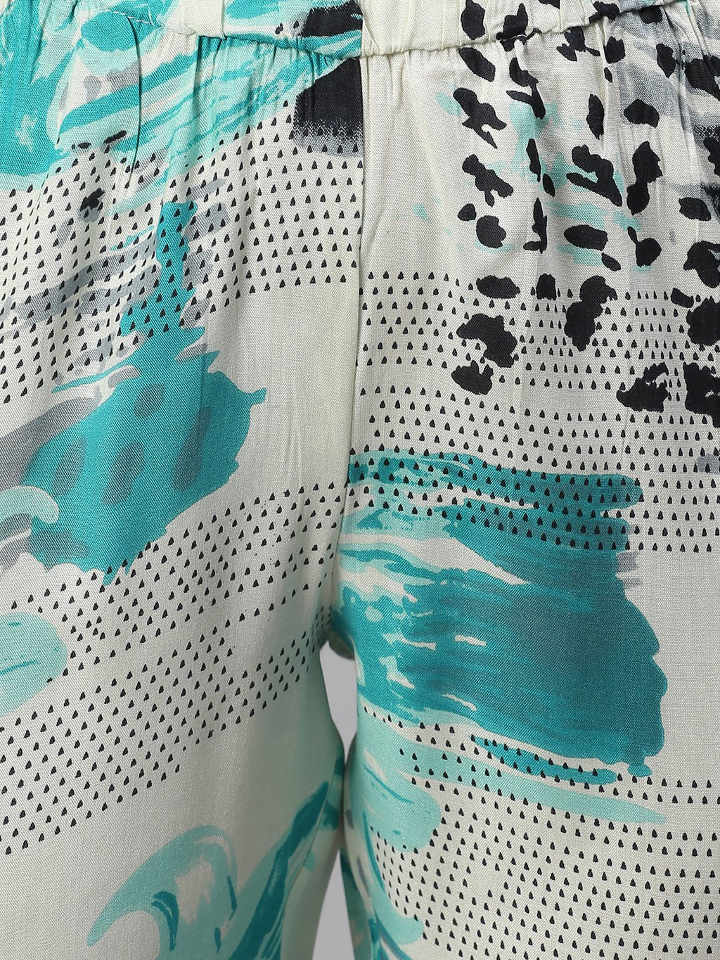 Cation White Blue Printed Night Suit