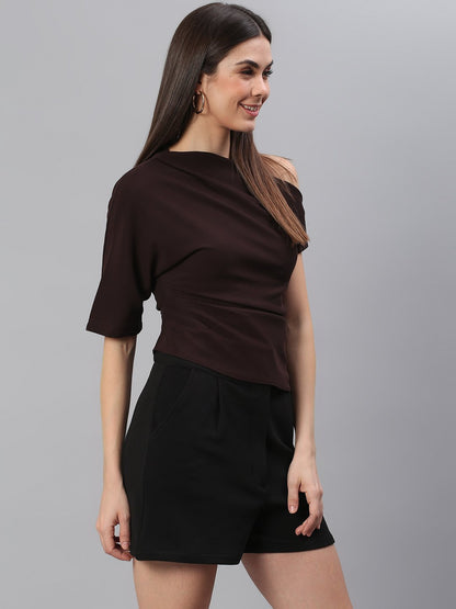 Brown Solid Top with Zipper