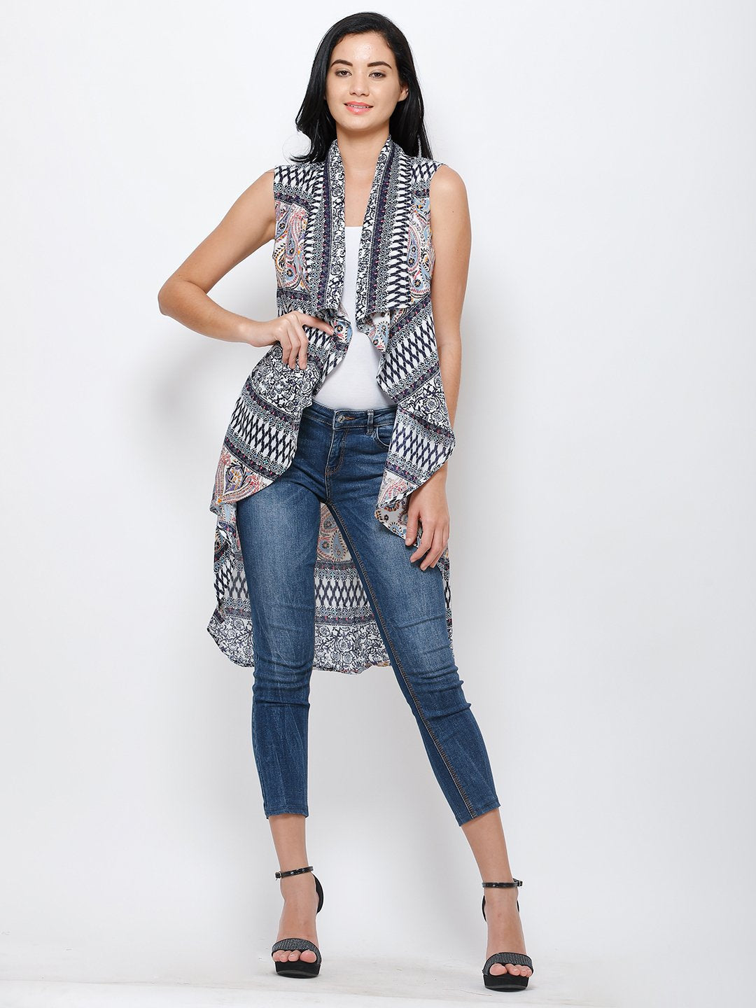White printed shrug