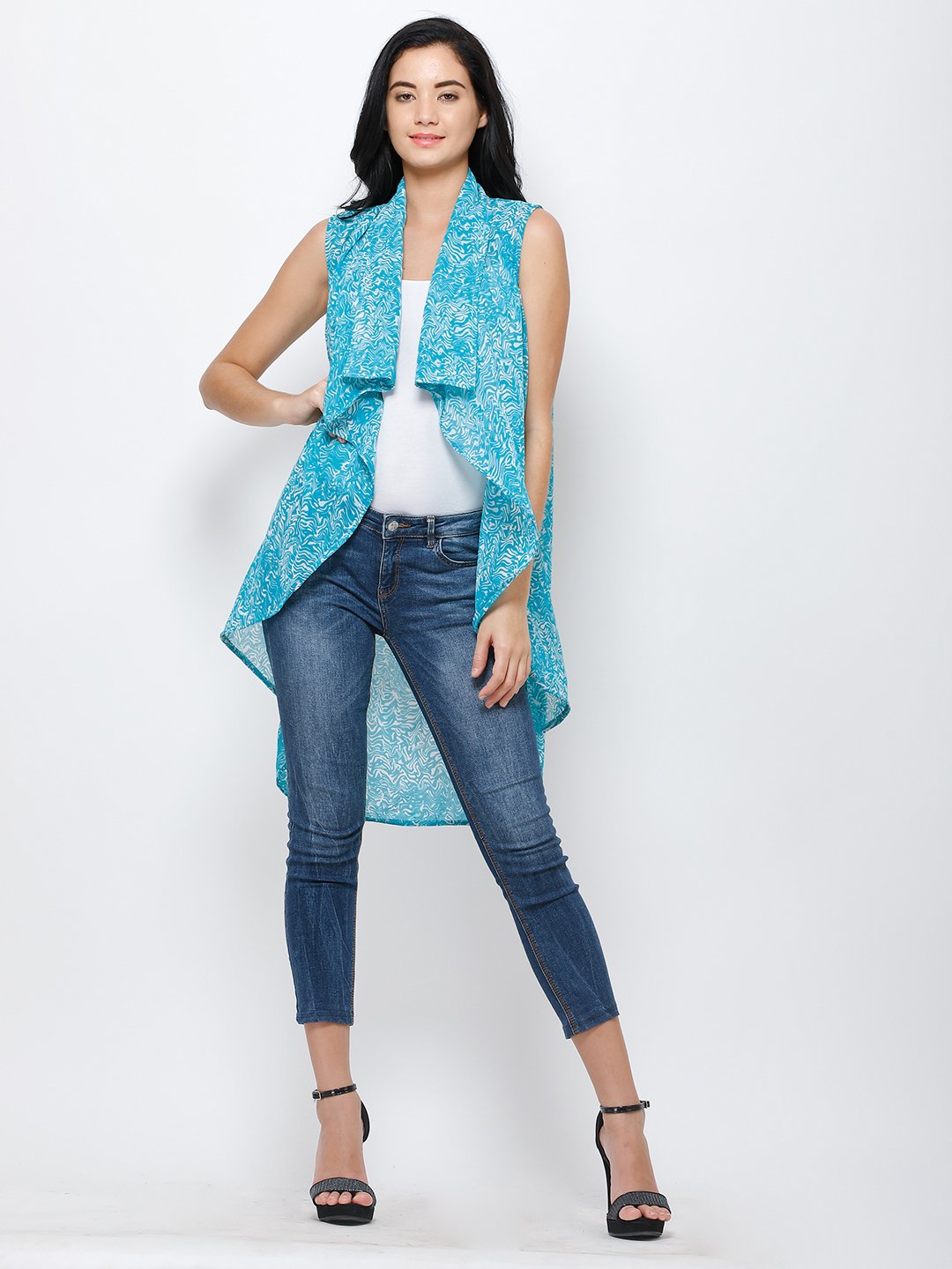 Blue Printed Shrug