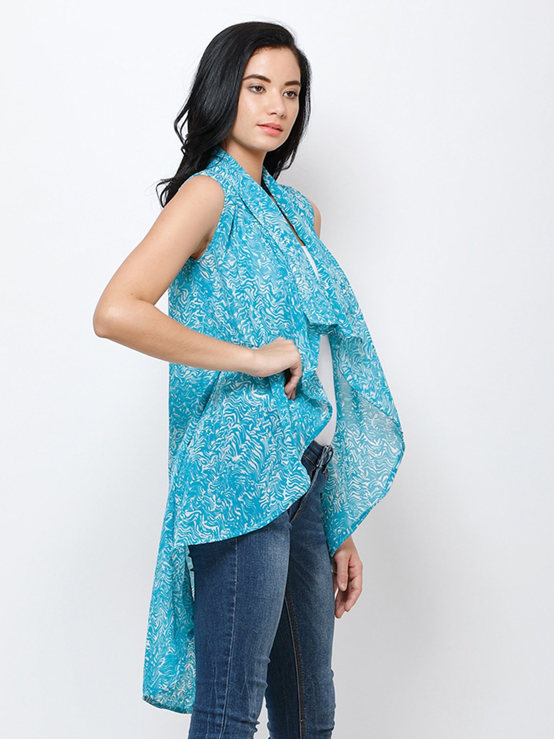 Blue Printed Shrug