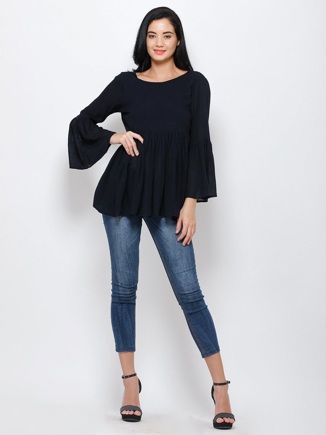 Navy solid top