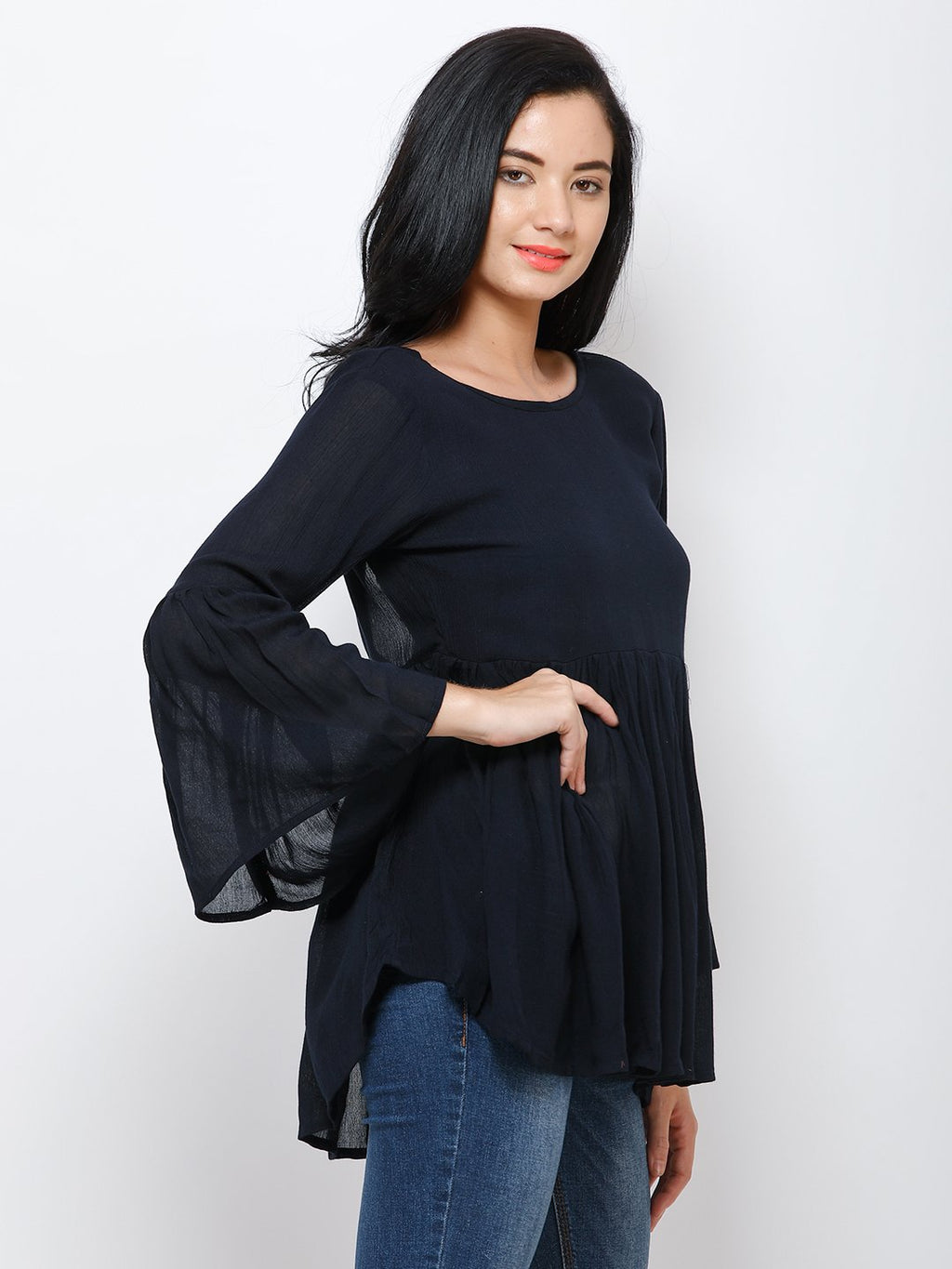 Navy solid top