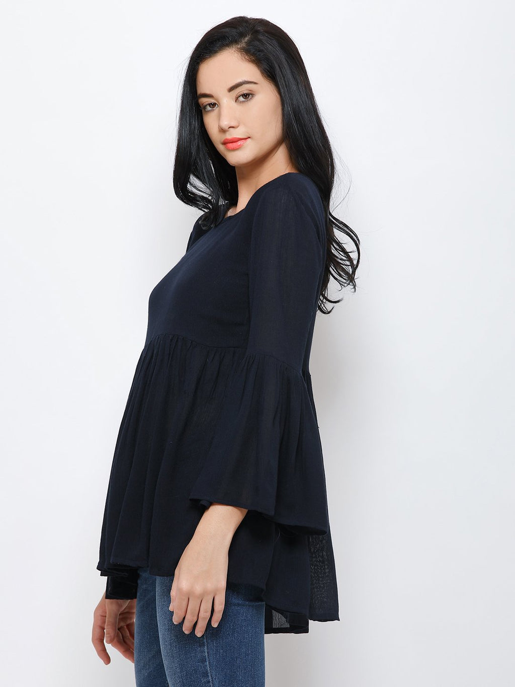 Navy solid top