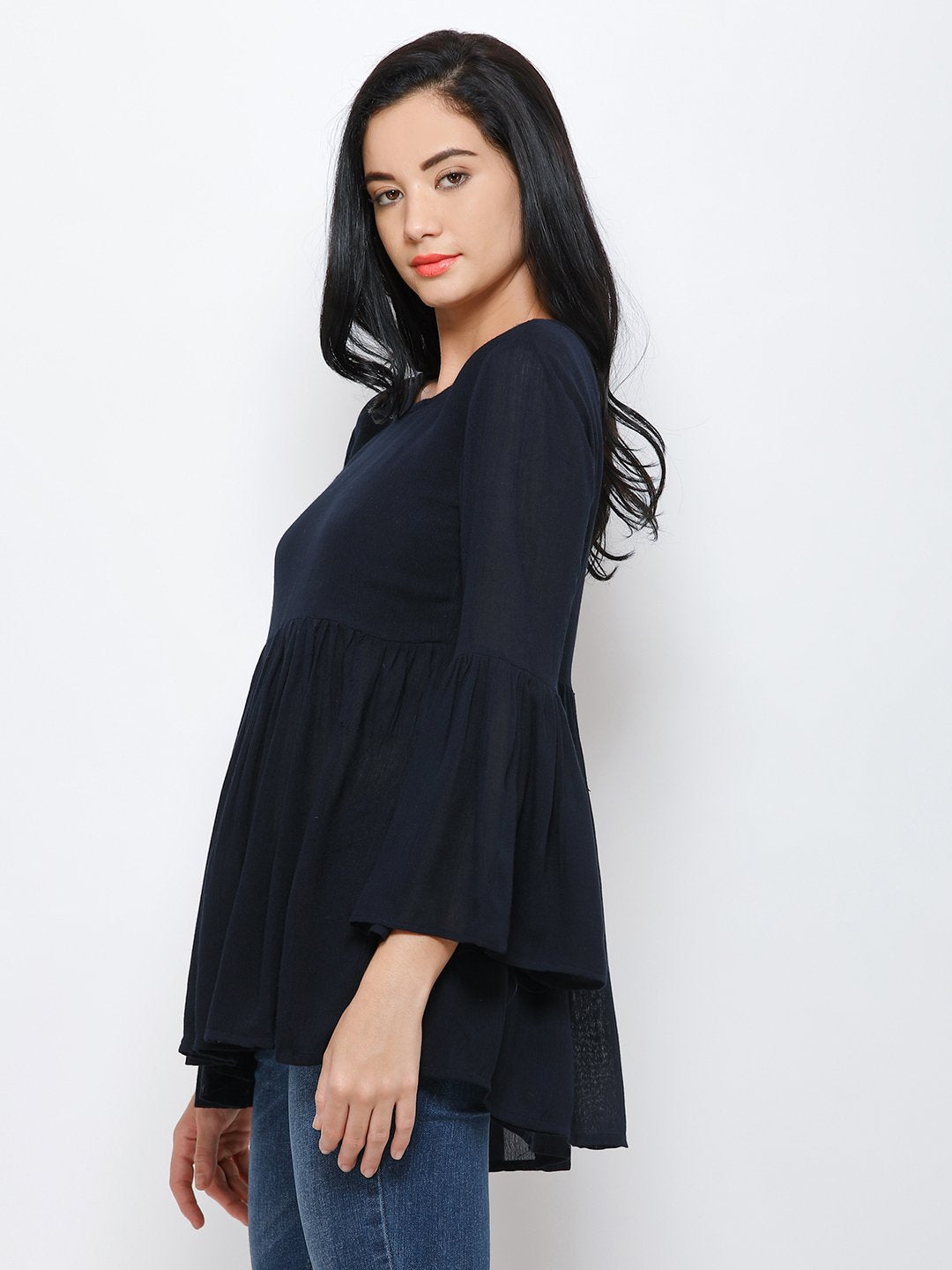 Navy solid top