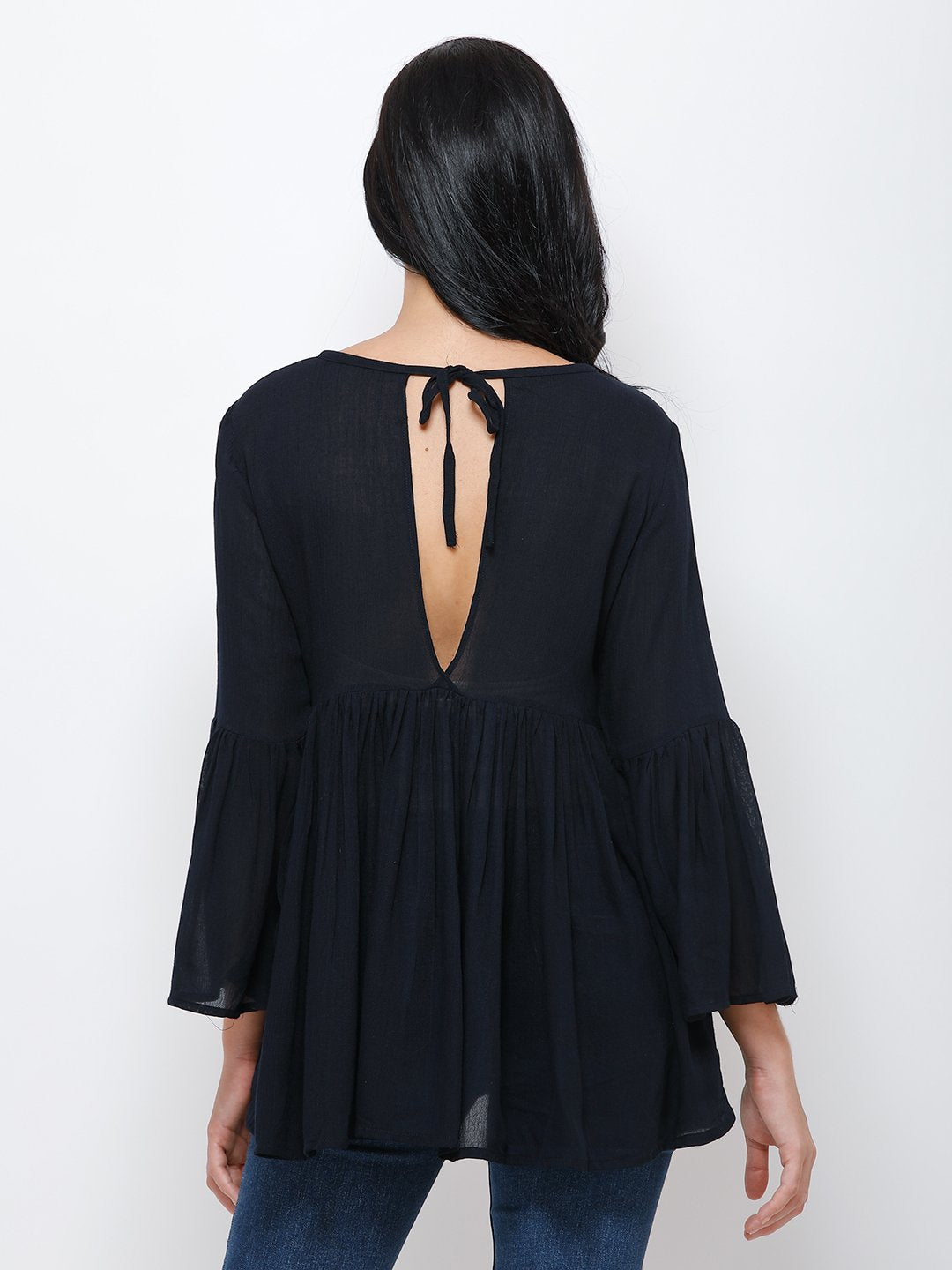 Navy solid top