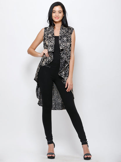 Black Printed Shrug