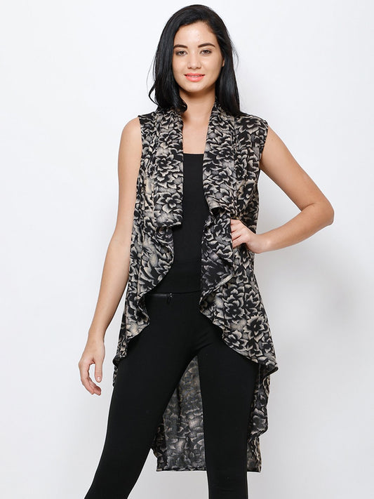 Black Printed Shrug