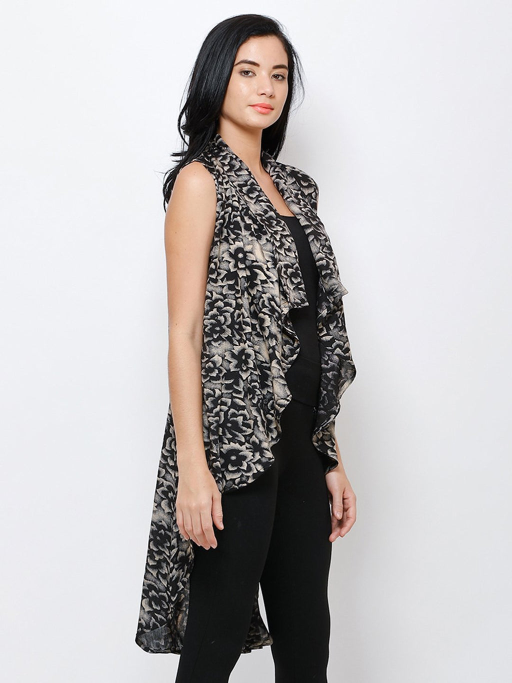 Black Printed Shrug