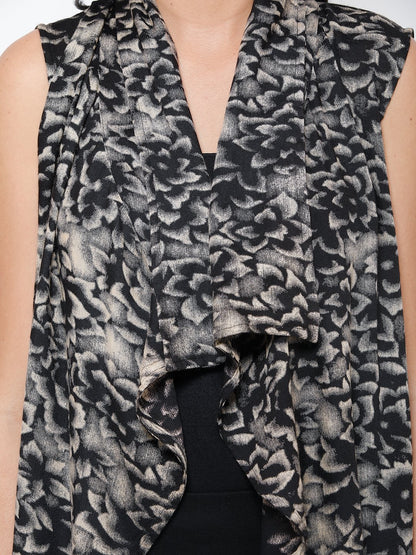 Black Printed Shrug