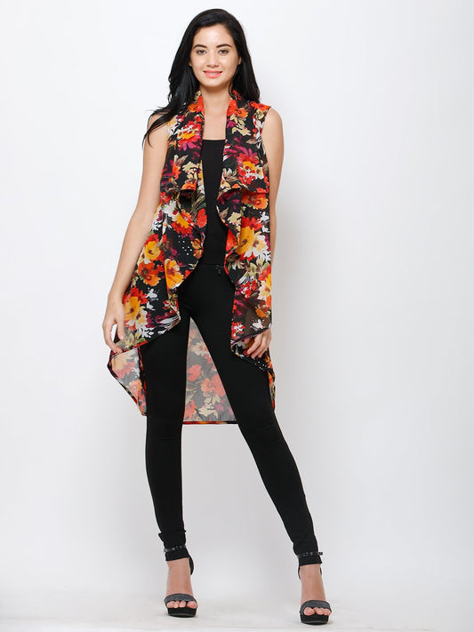 Black printed shrug