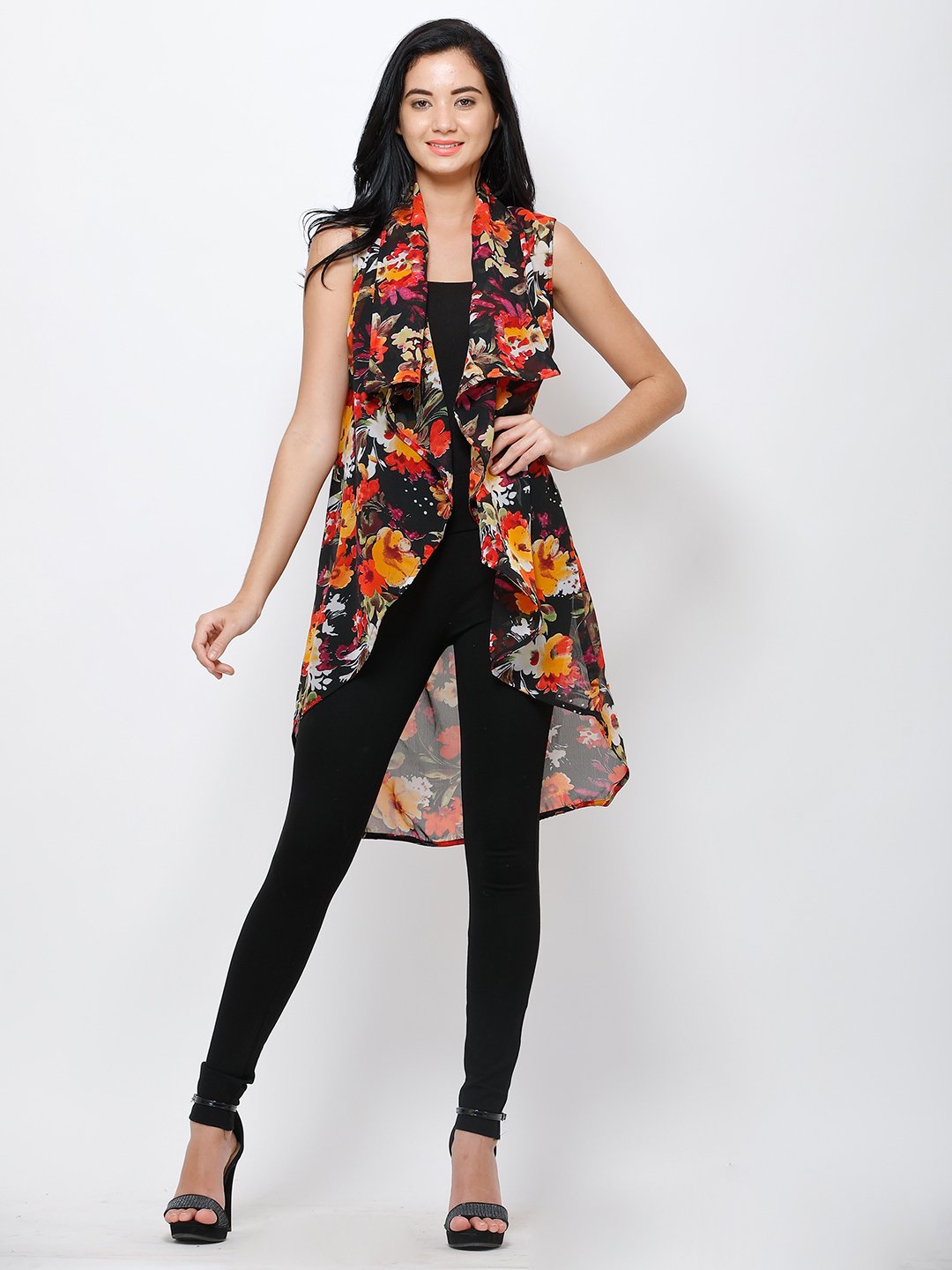 Black printed shrug