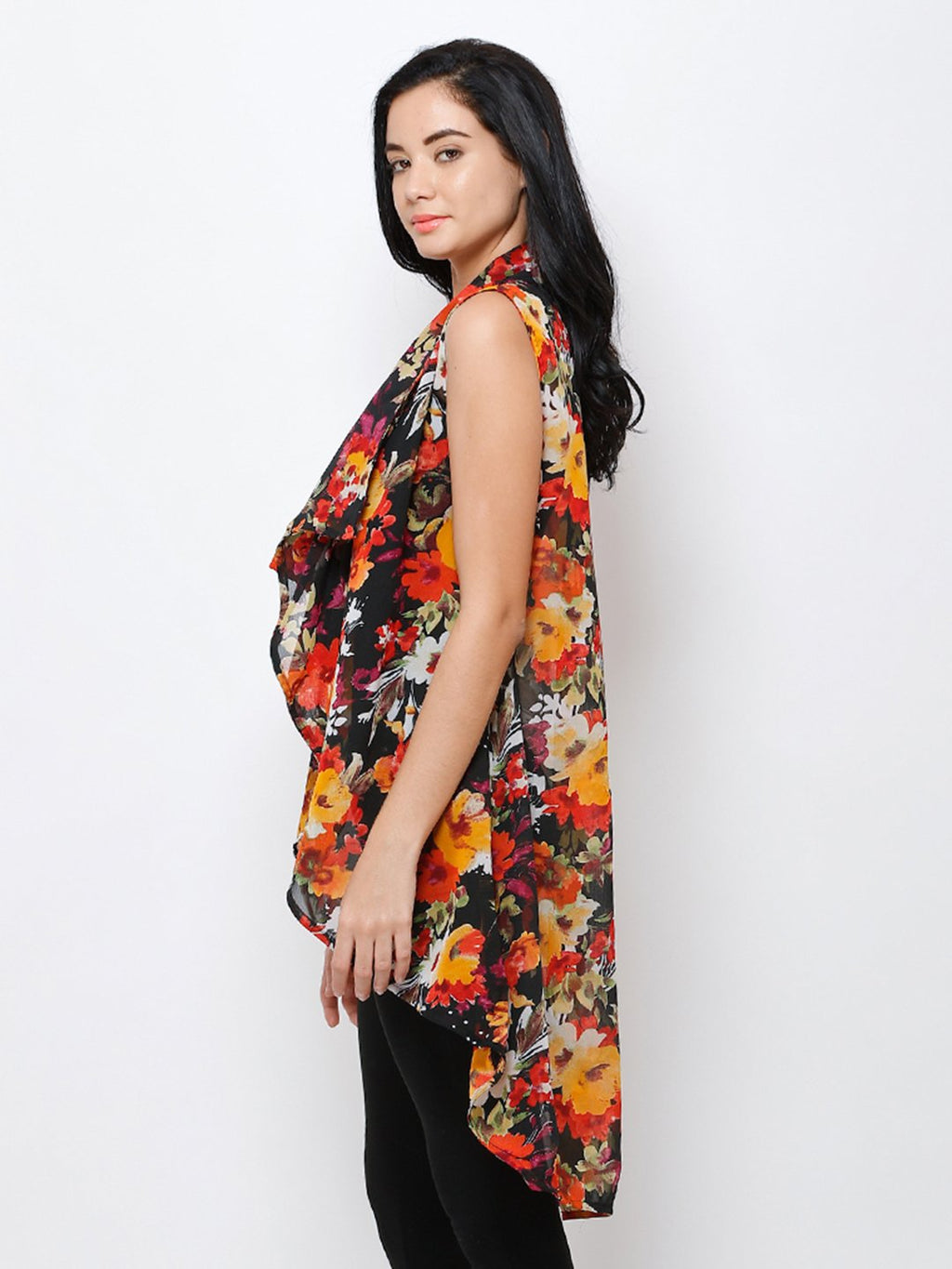 Black printed shrug