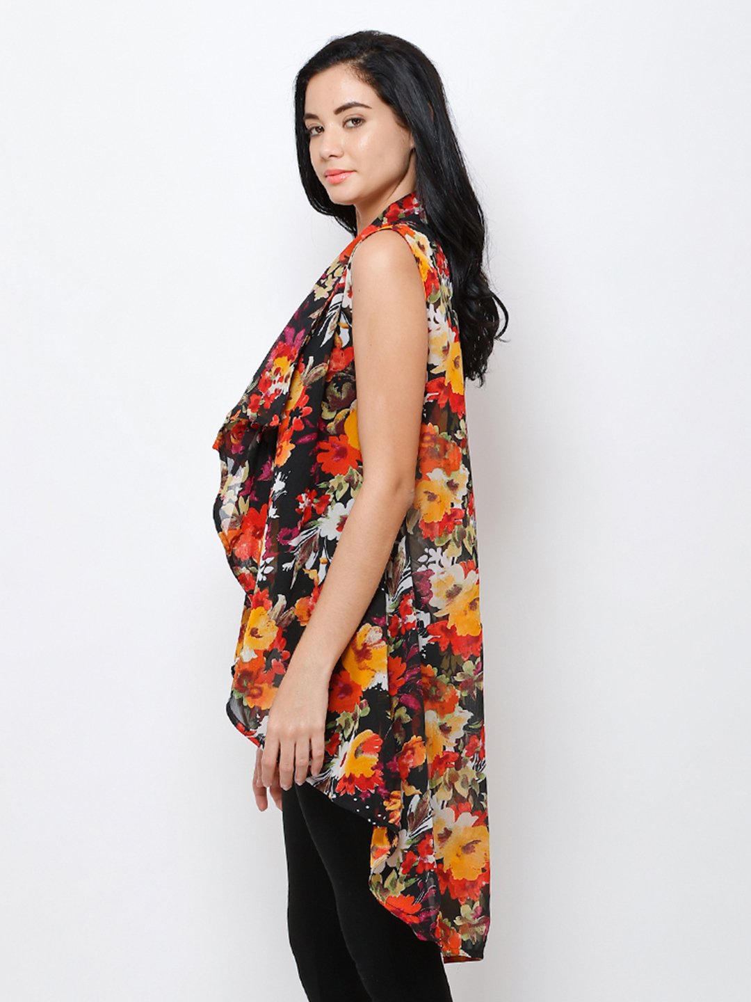 Black printed shrug