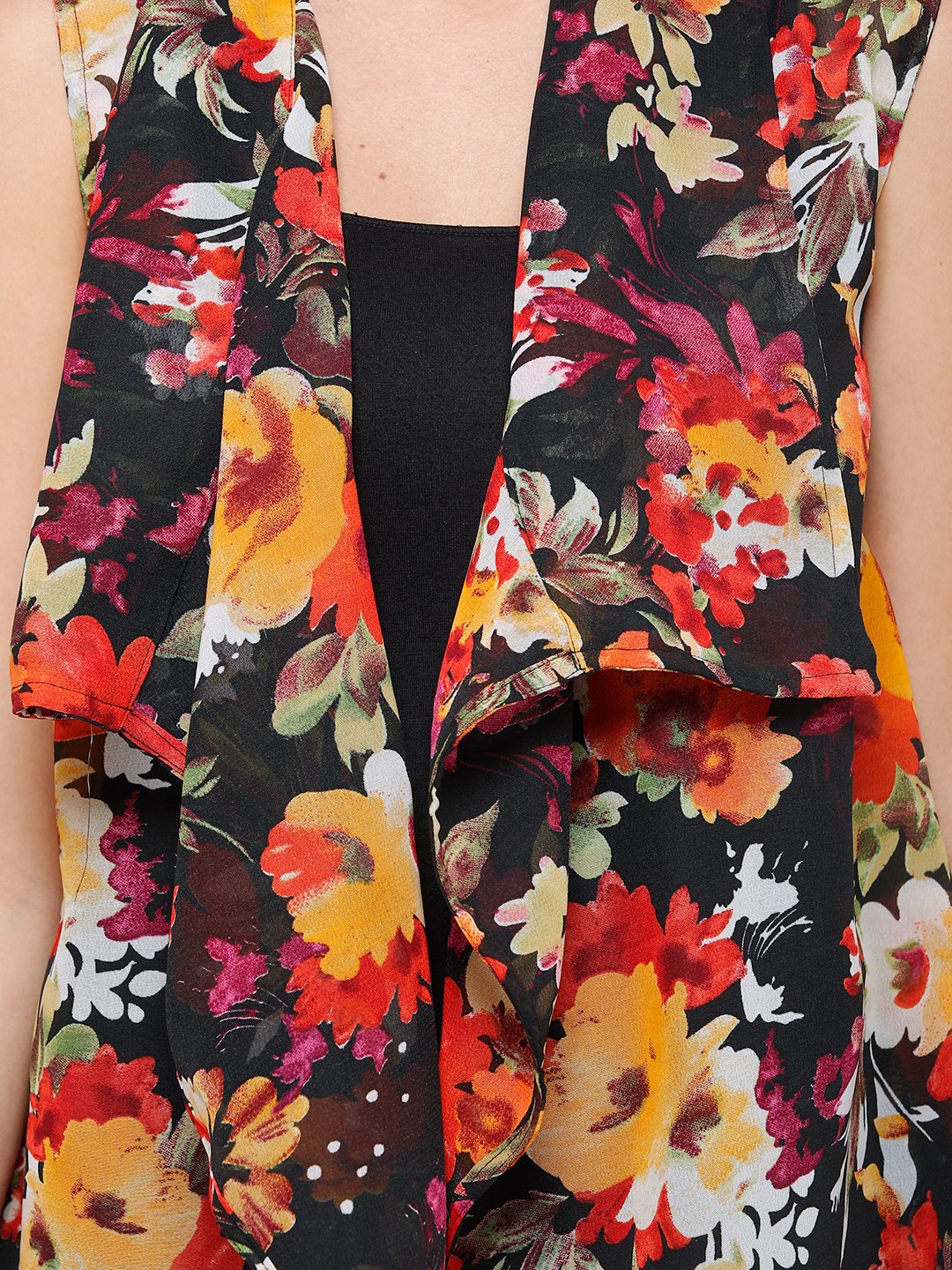 Black printed shrug