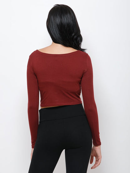 Maroon solid crop top